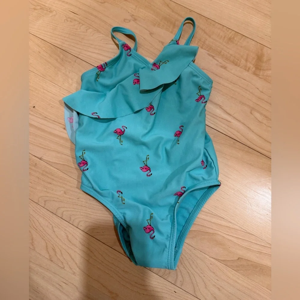 Old Navy Teal Flamingo Kids Swim One Piece
